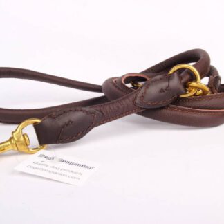 Leren politielijn, 220 cm, messing