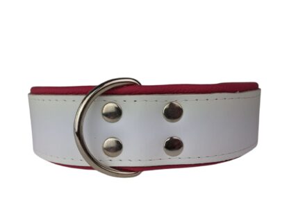 Leren hondenhalsband wit / roze