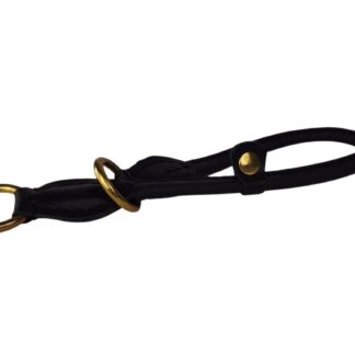 Leren honden sliphalsband zwart (messing)