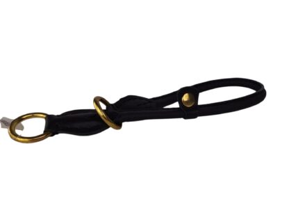 Leren honden sliphalsband zwart (messing)