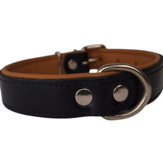 Leren hondenhalsband zwart camel small