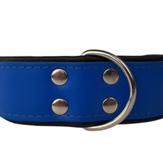 Leren hondenhalsband blauw / zwart