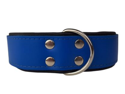 Leren hondenhalsband blauw / zwart