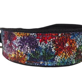 Leren hondenhalsband bloemen