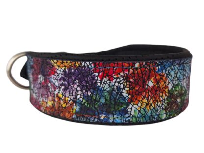Leren hondenhalsband bloemen