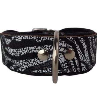 Leren hondenhalsband zebra