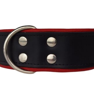 Leren hondenhalsband zwart / rood