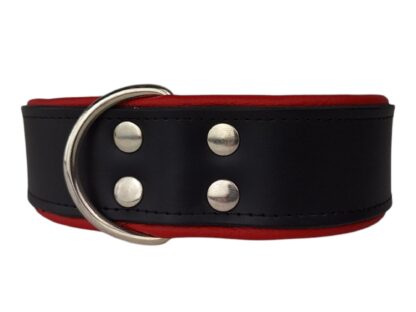Leren hondenhalsband zwart / rood