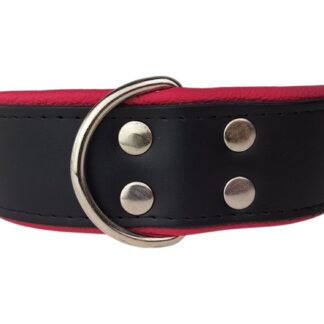Leren hondenhalsband zwart / roze