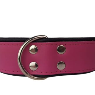 Leren hondenhalsband roze / zwart