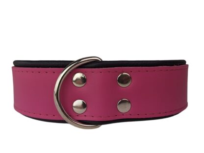 Leren hondenhalsband roze / zwart