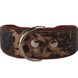 Leren hondenhalsband luipaard