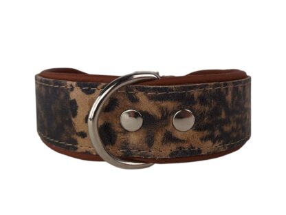 Leren hondenhalsband luipaard