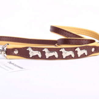 Leren hondenriem Teckel bruin / naturel