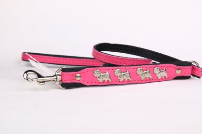 Leren hondenriem West Highland Terrier roze