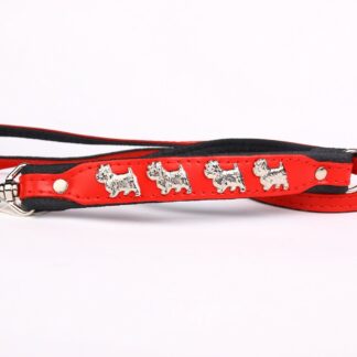 Leren hondenriem Westie rood