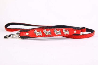 Leren hondenriem Westie rood