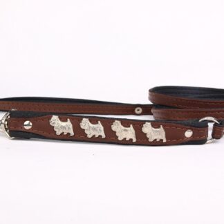 Leren hondenriem West Highland Terrier bruin