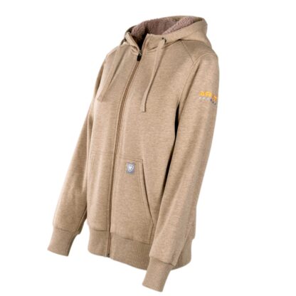 Ariat Dames Vest Rebar All-Weather Sherpa Full Zip Hoodie, oatmeal heather, Maat: XL