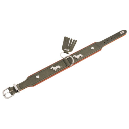 HUNTER Hondenhalsband München, groen/cognac, Maat: 37