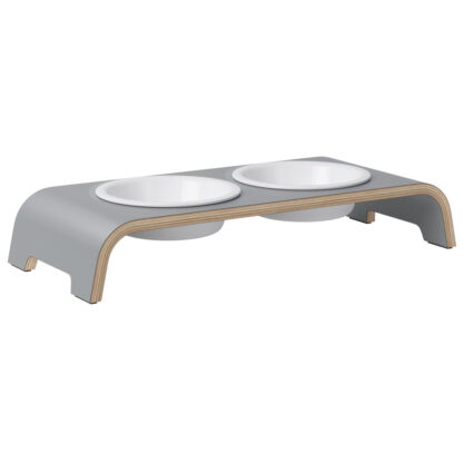 dogBar® Honden voerbar Wooden, grijs, Maat: S-Large