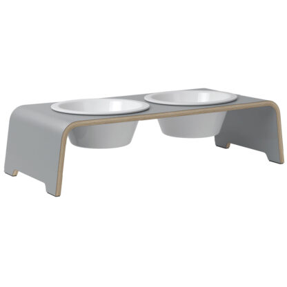 dogBar® Honden voerbar Wooden, grijs, Maat: M-Small