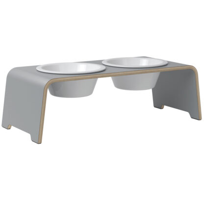 dogBar® Honden voerbar Wooden, grijs, Maat: M