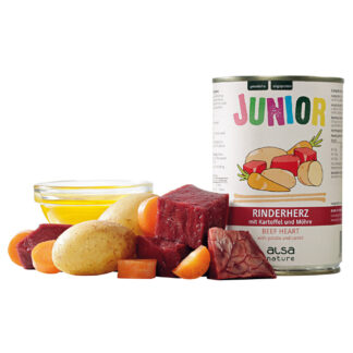alsa-nature Puppy en Junior Runderhart met aardappel & wortel, 400 g, Aantal: 6 x 400 g