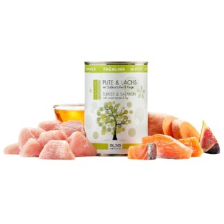 alsa-nature 4-SEASONS Voorjaarsmenu Kalkoen & Zalm met zoete aardappel en vijg, 400 g, Aantal: 12 x 400 g