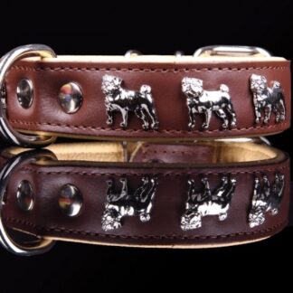 Leren halsband Mopshond
