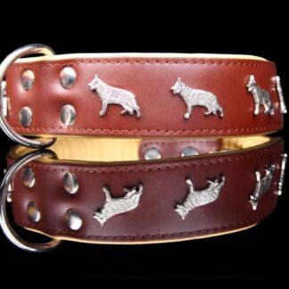 Leren halsband - Duitse Herder - Bruin/Naturel - 60-73 cm x 50 mm