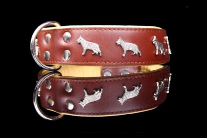 Leren halsband - Duitse Herder - Bruin/Naturel - 60-73 cm x 50 mm