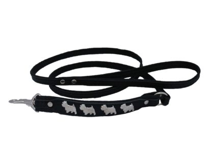 Leren hondenriem Westie zwart