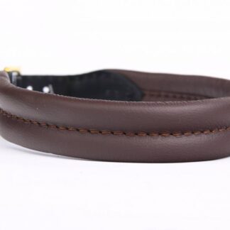 Leren hondenhalsband bruin soft/messing