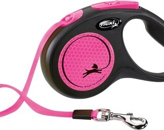 Flexi Flexi hondenriem | Rollijn 5 meter | Zwart / Roze | Voor honden tot 25 kg