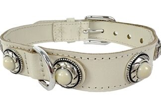 Sazzz halsband hond adventure stone classic leer creme