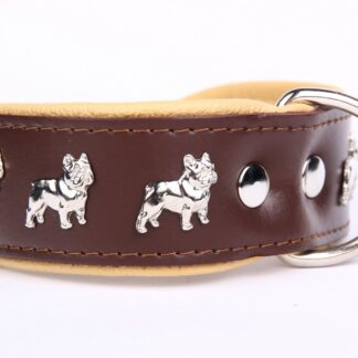 Leren halsband Franse Bulldog